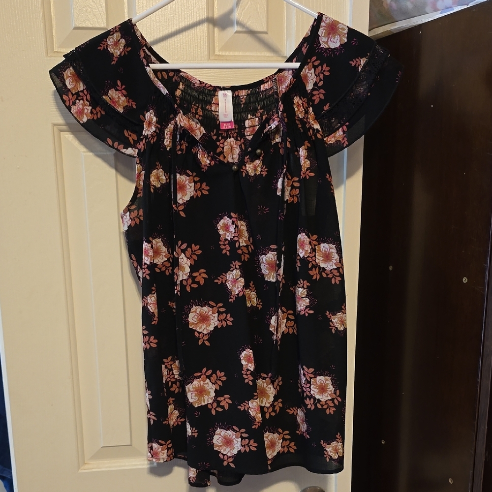 No Boundaries Black Floral Blouse